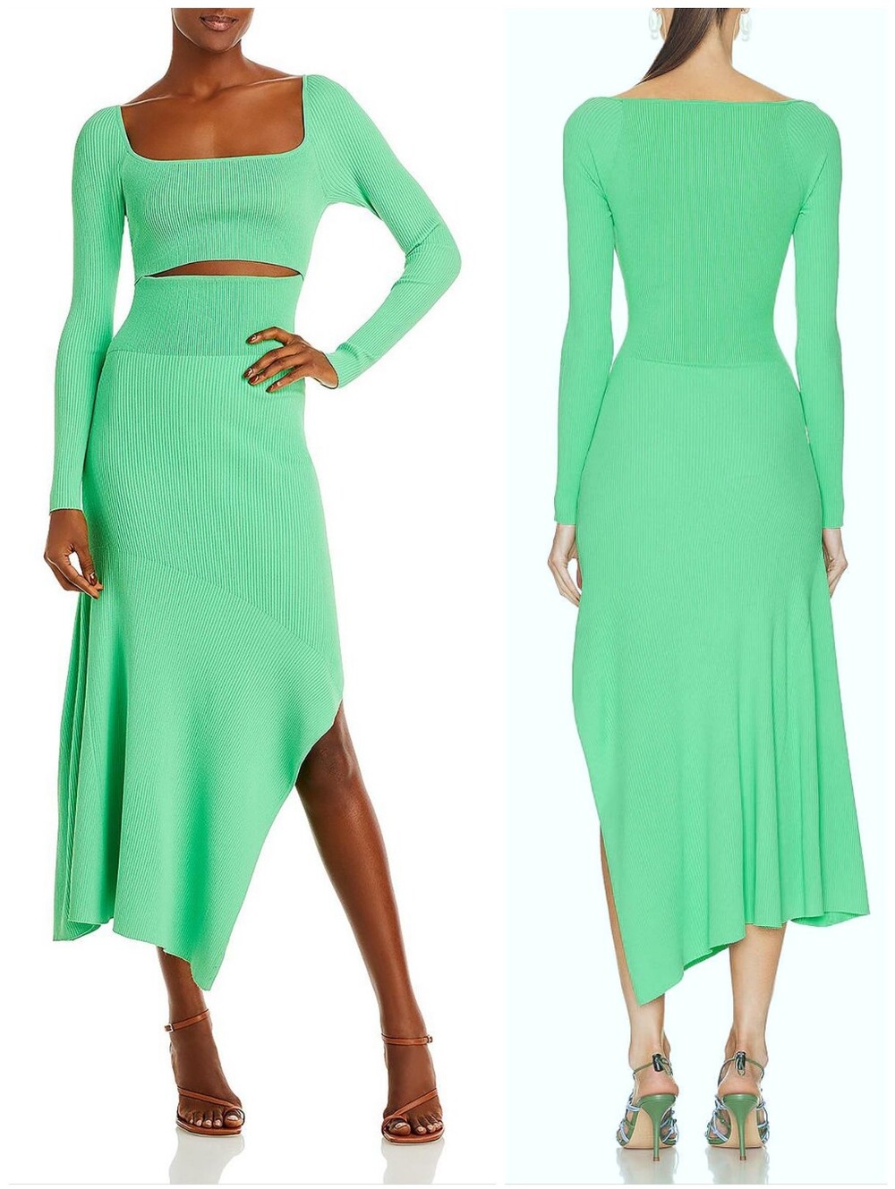 A.L.C. Lime Green Cut Out Asymmetric Clara Dress, S